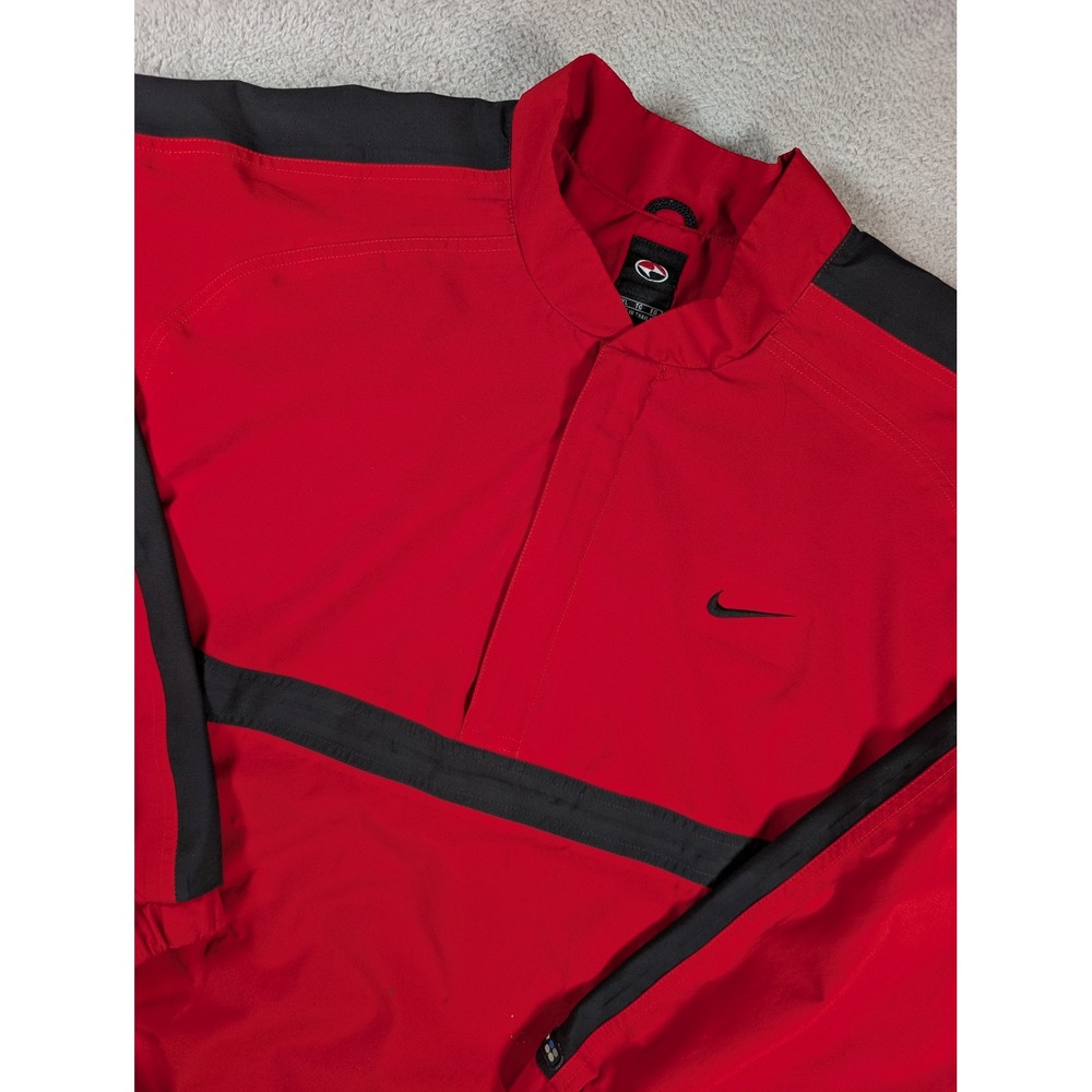 Vintage Nike Tiger Woods Windbreaker Pullover Red Black Mens XL Golf Jacket